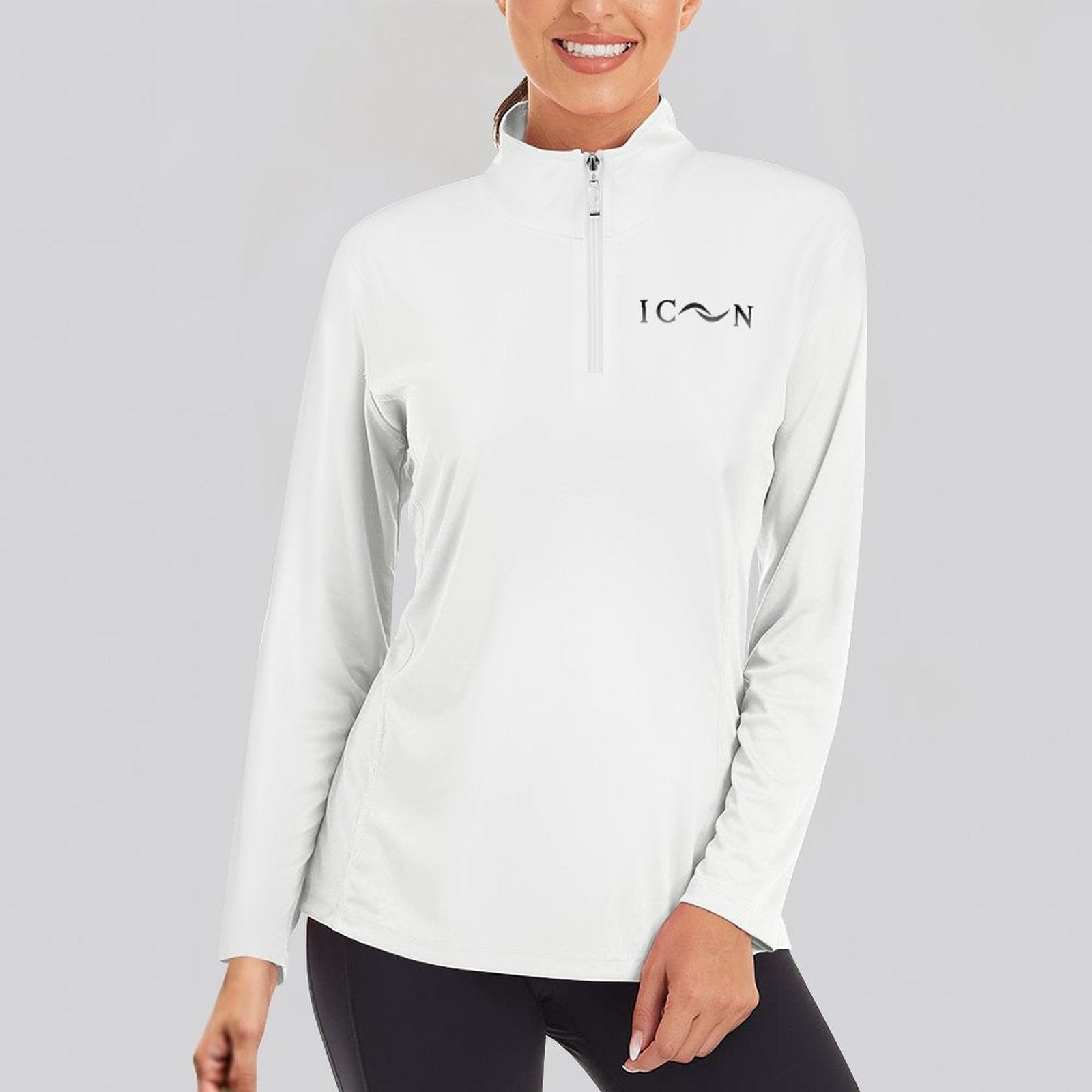 ICON Women's1/4 Zipper Long Sleeve Zip Gym Top