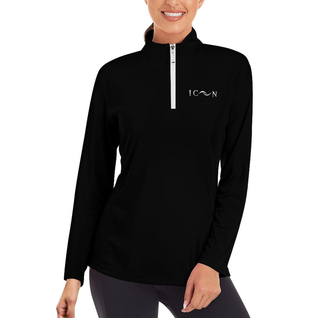 ICON Women's1/4 Zipper Long Sleeve Zip Gym Top