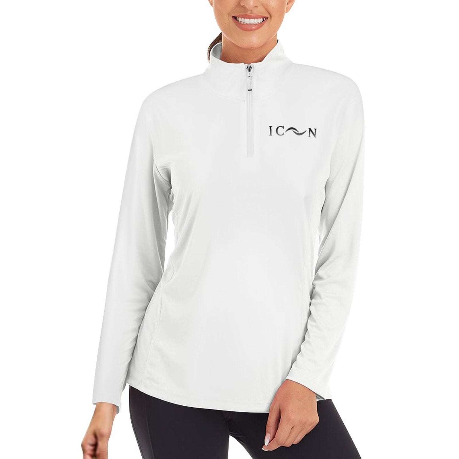 ICON Women's1/4 Zipper Long Sleeve Zip Gym Top