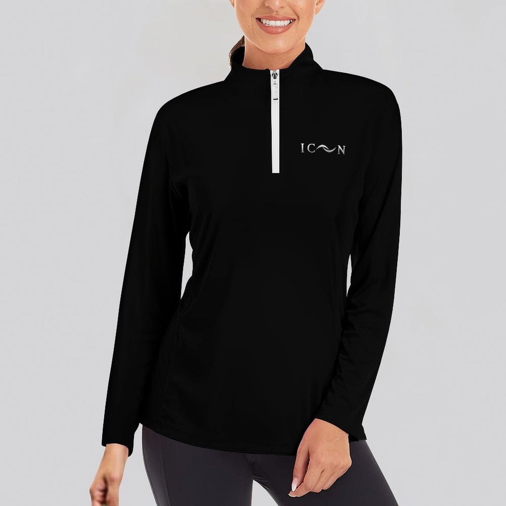 ICON Women's1/4 Zipper Long Sleeve Zip Gym Top