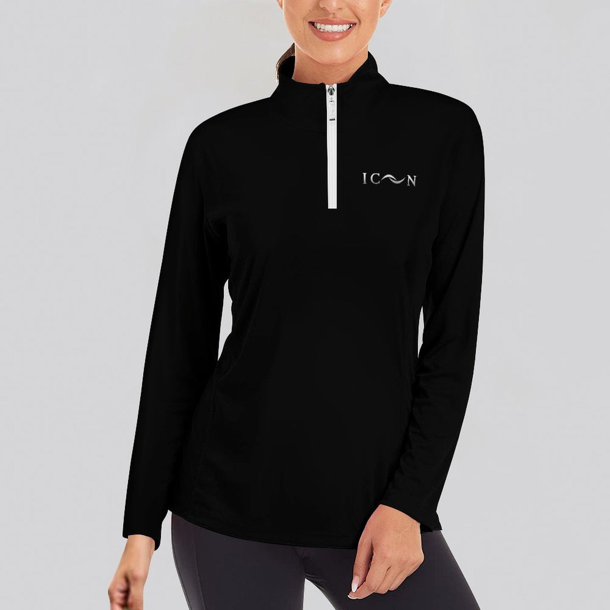 ICON Women's1/4 Zipper Long Sleeve Zip Gym Top